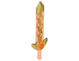 Minifigure, Weapon Sword, Long with Pearl Gold Tip and Angular Crossguard: {прозрачно флуорисциращо червеникаво оранжев}