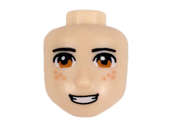 Mini Doll, Head Friends Male with Dark Orange Eyes, Orange Freckles, Smiling with Teeth Pattern: {светло нуга}