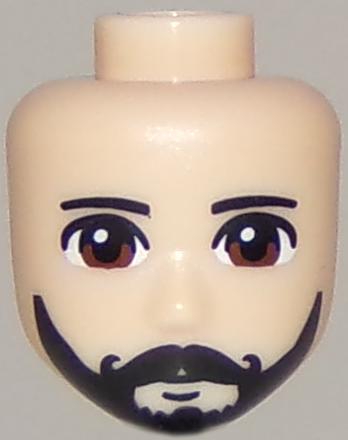 Mini Doll, Head Friends Male with Brown Eyes, Black Beard and Moustache Pattern: {светло нуга}