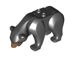 Bear with 2 Studs on Back and Medium Nougat Muzzle Pattern: {черен}