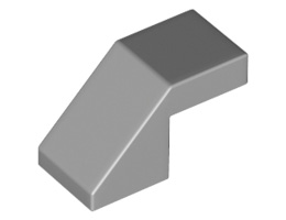 Покривна плочка 1X2/45° без пъпки: {умерено каменно сив}