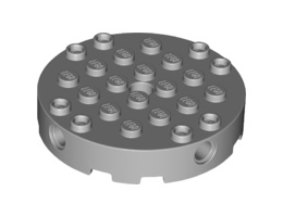 Brick, Round 6 x 6 with 4 Side Pin Holes and Center Hole: {умерено каменно сив}