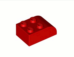 Тухличка 2X3 с дъга: {ярко червен}