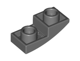 Инверсна плочка 1X2X2/3 с полу дъга: {тъмно каменно сив}