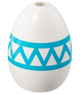 Egg with Small Pin Hole with Medium Azure Lines and Zigzag Pattern: {бял}