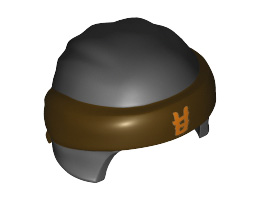 Minifigure, Headgear Ninjago Wrap Type 3 with Dark Brown Bandana and Knot and Orange Asian Symbol Pattern: {черен}