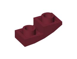 Инверсна плочка 1X2X2/3 с полу дъга: {нов тъмно червен}