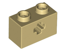 Тухличка 1X2 с кръстат отвор : {тухлено жълт}