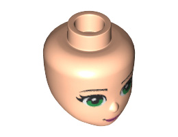 Mini Doll, Head Friends with Green Eyes, Dark Pink Lips and Closed Mouth Pattern : {светло нуга}