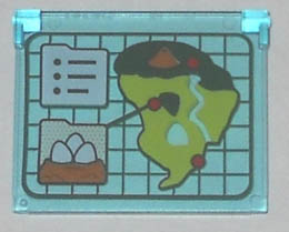 Glass for Window 1 x 4 x 3 - Opening with Jurassic World Island Map Pattern: {прозрачно светло син}