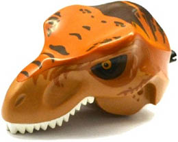 Dinosaur Head Tyrannosaurus rex with Pin, White Teeth, Dark Orange Top and Dark Brown Stripes Pattern : {умерен нуга}