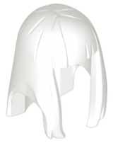 Minifigure, Hair Female Long Straight with Bangs - Flexible Rubber: {бял}