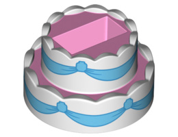 Cake, Double Layer with White Icing and Bright Light Blue Ribbons Pattern: {светло пурпурен}