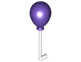 Minifigure, Utensil Thin Bar with Handle with Dark Purple Balloon: {бял}