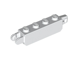 Hinge Brick 1 x 4 Locking, 9 Teeth with 1 Finger Vertical End and 2 Fingers Vertical End, 9 Teeth: {бял}