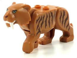 Cat, Large (Saber-Toothed Tiger) with Light Yellow Eyes, Long Teeth and Reddish Brown Stripes Pattern: {умерен нуга}