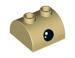 Slope, Curved 2 x 2 x 1 Double with Two Studs with Black Eye and White Pupil Pattern: {тухлено жълт}