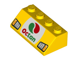 Slope 45 2 x 4 with Octan Logo and Headlights Pattern: {ярко жълт}