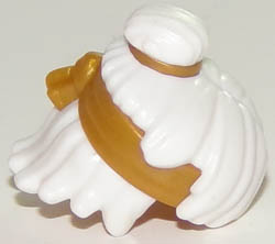 Minifigure, Hair Mid-Length Tousled, Top Knot Bun with Pearl Gold Band and Headband Pattern: {бял}