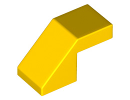 Покривна плочка 1X2/45° без пъпки: {ярко жълт}