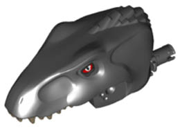 Dinosaur Head Indoraptor with Pin, Dark Tan Teeth, Red Eyes Pattern: {черен}