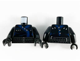 Torso Ninjago Three Belts with Dark Blue Straps with Spikes Pattern / Black Arms / Black Hands: {черен}
