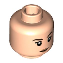 Minifigure, Head Female Dark Brown Eyebrows, Nougat Lips Pattern - Hollow Stud: {светло нуга}