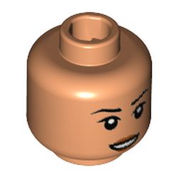 Minifigure, Head Female Black Eyebrows, Dark Orange Lips, Open Mouth Smile with Teeth Pattern - Hollow Stud: {нуга}