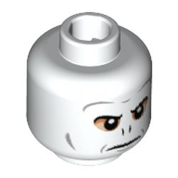 Minifigure, Head Alien with Black Eyebrows and Nose Slits, Dark Bluish Gray Contours, and Light Nougat Eye Shadow Pattern (HP Voldemort) - Hollow Stud : {бял}