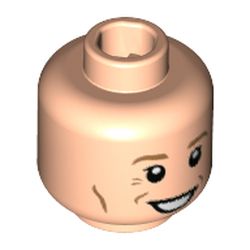 Minifigure, Head Medium Nougat Eyebrows and Contour Lines, Wide Grin Pattern - Hollow Stud: {светло нуга}