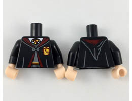 Torso Hogwarts Robe Clasped over Dark Bluish Gray Sweater, Dark Red and Bright Light Orange Tie and Trim Pattern / Black Arms / Light Nougat Hands : {черен}