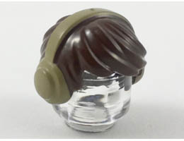 Minifigure, Hair Short Tousled with Dark Tan Earmuffs Pattern: {тъмно кафяв}