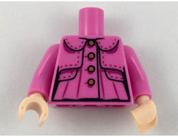 Torso Female Top with Collar, Shrug, Medium Nougat Buttons, Magenta Stitching and Gathers Pattern / Dark Pink Arms / Light Nougat Hands : {ярко пурпурен}