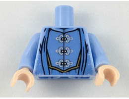 Torso Robes with 3 Silver Frog Clasps, Medium Blue Details, Medium Nougat Belt Pattern / Bright Light Blue Arms / Light Nougat Hands : {светло кралско син}