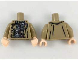 Torso Trenchcoat over Dark Gray Jacket with Silver and Copper Clasps Pattern / Dark Tan Arms / Light Nougat Hands: {пясъчно жълт}