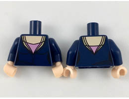 Torso Female Low-Cut Top, Light Nougat Neck and Pink Triangle Pattern / Dark Blue Arms / Light Nougat Hands: {земно син}