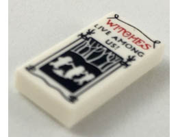 Tile 1 x 2 with Groove with Red and Black WITCHES LIVE AMONG US! Flyer Pattern: {бял}