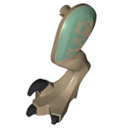 Dinosaur Leg Large (Rear) Raptor Left with Pin, Black Claws and Sand Green Markings Pattern: {пясъчно жълт}
