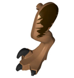 Dinosaur Leg Large (Rear) Raptor Left with Pin, Black Claws and Dark Brown Markings Pattern: {умерен нуга}