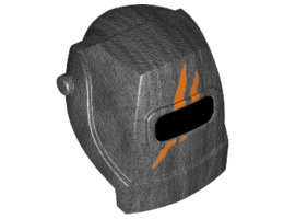 Minifigure, Headgear Helmet Welding with Orange Claw Marks Pattern: {титаниево метален}