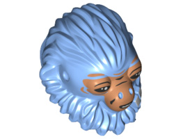 Minifigure, Head Modified SW Ardennian with Nougat Face Pattern (Rio Durant): {умерено син}