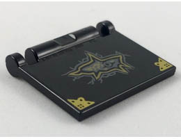 Minifigure, Utensil Book Cover with Gold Corner Covers and Large Tear Pattern: {черен}