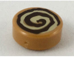 Tile, Round 1 x 1 with Cinnamon Roll Pattern: {умерен нуга}