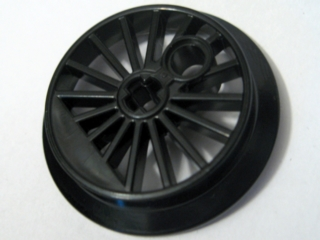 Train Wheel RC Train, Spoked with Technic Axle Hole and Counterweight, 37 mm D. (Flanged Driver) : {черен}