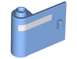 Door 1 x 3 x 2 Left - Open Between Top and Bottom Hinge with Horizontal White Line Pattern: {умерено син}