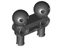 Technic, Pin Connector Perpendicular 3L with 2 Pins, 2 Ball Joints : {черен}