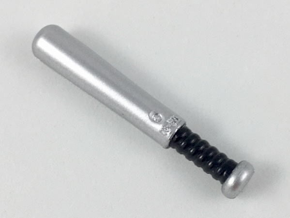 Minifigure, Utensil Baseball Bat 4L with Black Grip Handle Pattern: {металическо сребрист}