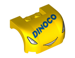 Vehicle, Mudguard 3 x 4 x 1 2/3 Curved with Front with Headlights, Smile with Teeth and 'DINOCO' Pattern : {ярко жълт}