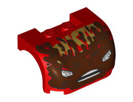 Vehicle, Mudguard 3 x 4 x 1 2/3 Curved with Front with Headlights, Open Mouth Frown with Teeth and Mud Splotches Pattern : {ярко червен}