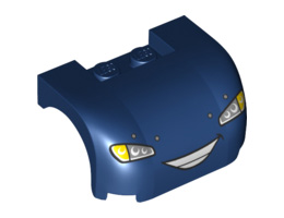Vehicle, Mudguard 3 x 4 x 1 2/3 Curved with Front with Headlights, Yellow Blinkers and Laugh with Teeth Pattern : {земно син}